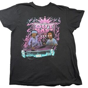 Outkast T-Shirt Women's Large Black Atliens Graphic‎ Print Logo Cotton Crew Neck